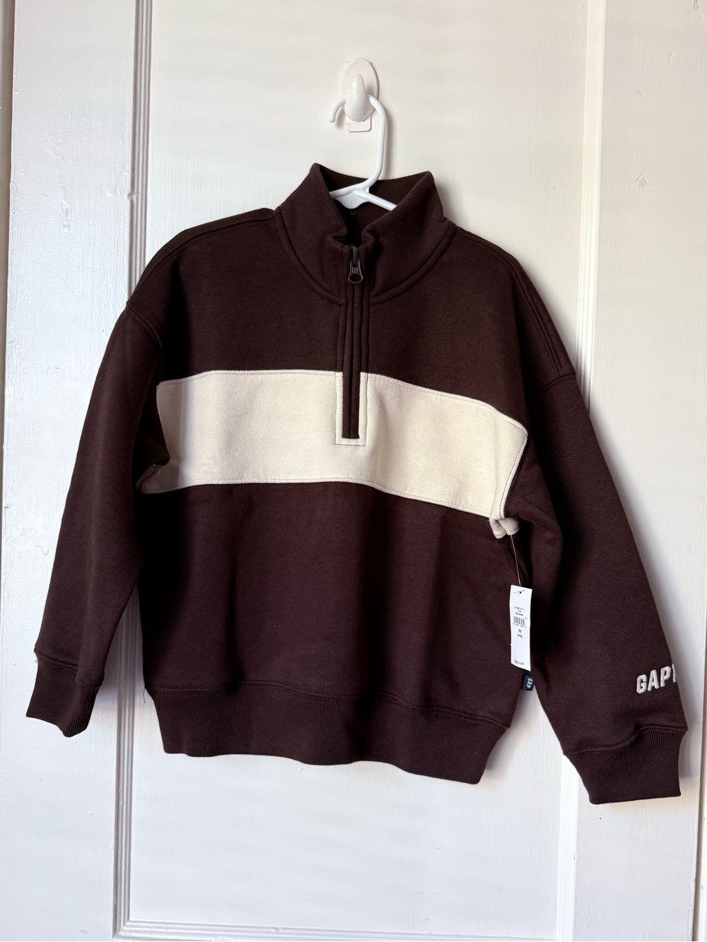 Gap kids dark brown quarter zip sweatshirt